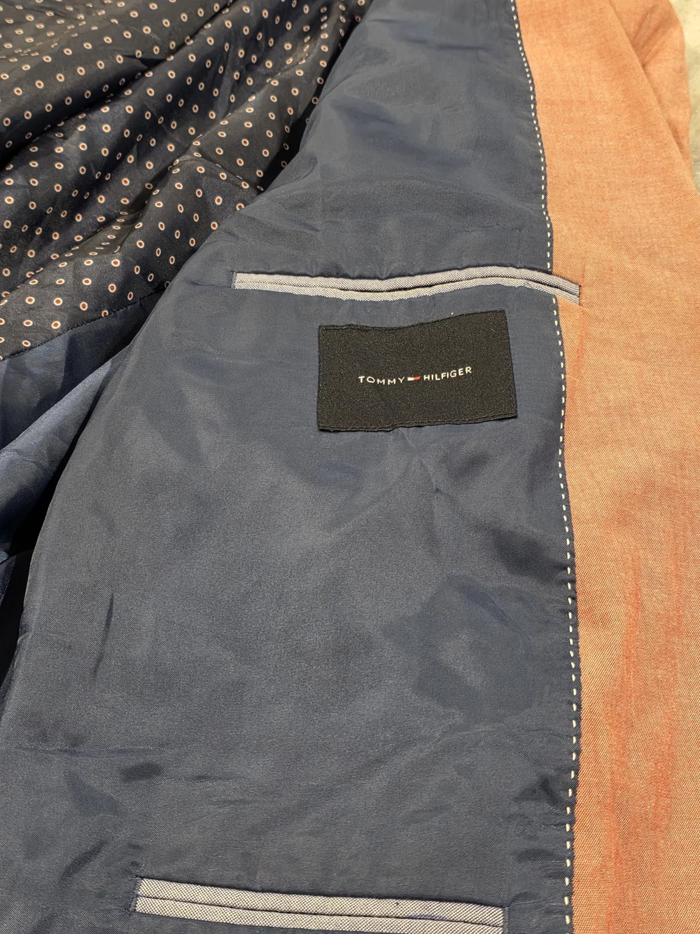48R Men's Tommy Hilfiger 100% Cotton Blazer Muted Coral Pink Sport Coat
